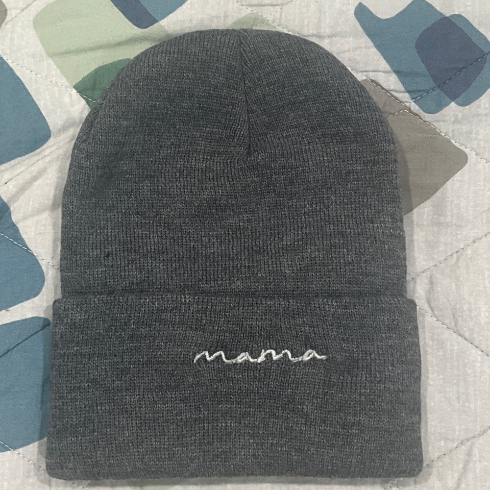 NWOT Gray Beanie Mama Hat